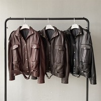 Veste de motard en cuir d'agneau véritable Jxwatcher, mode automne-hiver, motif uni, coupe ample, luxe, cuir véritable pour femmes