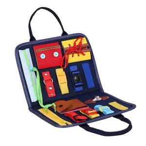 新しいバッグデザインビジーボードブック幼児キッズ教育モンテッソーリおもちゃ感覚自閉症折りたたみ式フェルトビジーボード