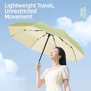 Parapluie de voyage pliant en 3 sections, mini, personnalisé avec logo, revêtement couleur, sûr, anti-rebond, fermeture par pression, pour femme, cadeau promotionnel, vente en gros - Product Image 3