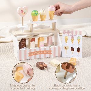 Houten rollenspel speelgoed voor kinderen, Deense edele ijsjeskraam, educatief fantasie-speelgoed voor kinderen - Product Image 6