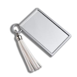 French Modern Crushed Diamond Shape Unique <b>Rectangle</b> Beauty Silver Pocket <b>Mirror</b> with PU Sleeve - Product Image 6