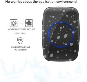 Sonnette de porte numérique sans fil manuelle étanche A10, portée 300 m, 60 sonneries, alimentée par batterie, pour maison et camping-car - Product Image 4