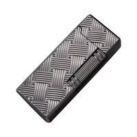BD309-4 Briquet en métal à flamme nue, avec motif tissé en relief et meule, rechargeable, vente en gros