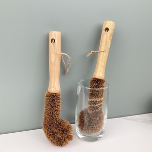 Juego de Cepillos de Cocina de Madera de Bambú Ecológicos Naturales con Cerdas de Fibra de Coco para Limpiar Platos, Botellas y Ollas - Product Image 6