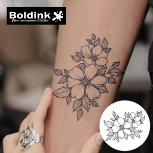 Tatuaje semipermanente de tinta Jagua, diseño floral realista personalizado de Boldink, resistente al agua, de larga duración (2 semanas), para el cuerpo. - Product Image 2