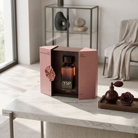 Boîte rigide à double porte avec logo personnalisable, insert en grain de bois, pour la présentation de parfums et de cosmétiques