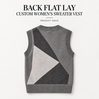 Gilet en tricot personnalisé pour femme, col en V, color block, sans manches, motif géométrique, pour tenue quotidienne superposée