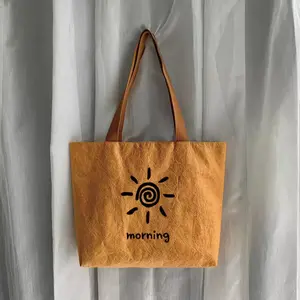 Sac de Shopping Dupont Tyvek en Papier Kraft Imperméable et Lavable avec Logo Imprimé Personnalisé