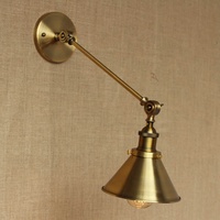 Lampe murale vintage en laiton doré à angle réglable pour l'intérieur avec abat-jour pour la maison