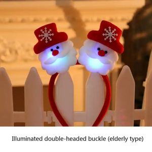 Lovely Christmas Santa Reindeer Snowman Bear <b>LED</b> <b>Light</b> Headband Hair Band Lightening Double Head Xmas Decoration Red New Years - Product Image 2