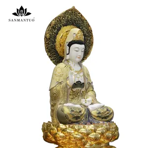 Jade blanc dégoulinant Guanyin Bodhisattva statue Jade Guanyin Bodhisattva statue décoré avec la déesse Guanyin