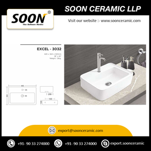 อ่างล้างหน้าเซรามิกแบบครึ่งแท่นสำหรับใช้ในห้องน้ำ - Product Image 3