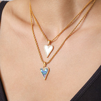 Collier Pendentif Cœur Élégant KITI en Coquillage Naturel Incrusté, Plaqué Or 18K, Acier Inoxydable, Cadeau Bijou