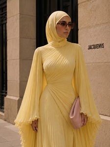 Abito Lungo Plissettato su Misura Loviya per Signore Musulmane, Abaya Dubai <span class=keywords><strong>Chic</strong></span>, <span class=keywords><strong>Abbigliamento</strong></span> Formale Islamico - Product Image 4
