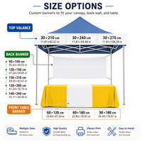 Kit d'affichage personnalisé OEM, tente à auvent, bannière de fond entièrement imprimée, housse de table d'exposition, housse de table imprimée, imperméable pour exposition