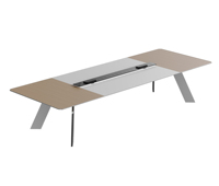 Table de conférence rectangulaire moderne pour bureau avec canal de gestion des câbles central et pieds en métal, bureau de salle de réunion
