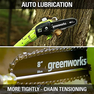 <span class=keywords><strong>Greenworks</strong></span> 24V 2-en-1 Pole Saw et taille-haie <span class=keywords><strong>avec</strong></span> bandoulière 8 pouces Polesaw et 51cm Trimmer <span class=keywords><strong>avec</strong></span> 2Ah <span class=keywords><strong>Batterie</strong></span> et Chargeur - Product Image 5
