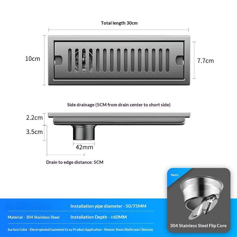 Sliver 10*30cm Side hole