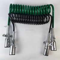 Cable de alimentación espiral de alta resistencia con aislamiento de PU, nuevo, de 7 pines, metálico, para remolque, negro y verde