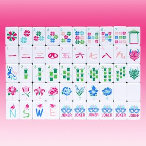 Versión estadounidense: Juego de Mahjong americano moderno de acrílico rojo rosa, con fichas de ajedrez y cartas, para 4 jugadores, ideal para el hogar, con bolsa de almacenamiento y para jugar a mano. - Product Image 4