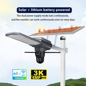 New ống kính kép CCTV máy ảnh 4 gam khe cắm thẻ Sim 3MP 4MP PTZ IP Mạng năng lượng mặt trời LED ánh sáng đường phố đèn với máy ảnh ngoài trời - Product Image 3