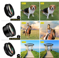 7 en 1 Clip-on Haute Qualité Lentilles de Téléphone Portable Zoom 15x Macro Grand Angle Fish Eye Caméra Objectif de Téléphone Portable