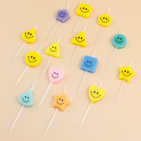Ensemble de 7 bougies d'anniversaire géométriques mignonnes pour le visage, décoration de gâteau colorée, supports transparents, décoration de maison pour le Nouvel An