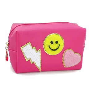 Bolsa <span class=keywords><strong>de</strong></span> Maquillaje Impermeable <span class=keywords><strong>de</strong></span> Cuero PU a la Moda con Cierre <span class=keywords><strong>de</strong></span> Cremallera y Letras Rosadas con Diseño <span class=keywords><strong>de</strong></span> Sonrisa, Bolsa <span class=keywords><strong>de</strong></span> Cosméticos - Product Image 5