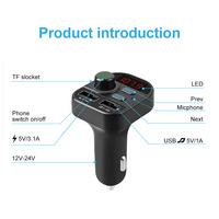 Cargador USB Dual para coche, Kit de manos libres, adaptador de Audio de Radio inalámbrico 5,0 BT, transmisor FM, reproductor MP3