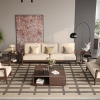 Canapé en bois massif de style minimaliste nordique, coussin amovible et moelleux, ensemble de meubles de salon