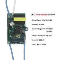 Transformateur d'alimentation LED non isolé 8-50W, transformateur de lumière LED, entrée AC170-265V, adaptateur d'alimentation 220mA, puce d'ampoule LED