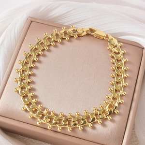 premium smooth glossy curved delicate <b>beaded</b> chic timeless layered durable wholesale real chunky unisex cuban <b>men</b> <b>bracelet</b> - Product Image 1