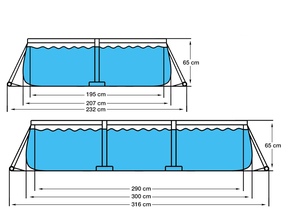 <span class=keywords><strong>Piscine</strong></span> Rectangulaire Hors Sol Familiale Portable pour Jardin, 300cm x 207cm x 65cm, Vente en Gros - Product Image 2