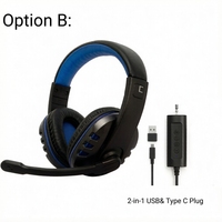 Casque de jeu filaire 3,5 mm, casque supra-auriculaire pour PC, PS5, Xbox et bandeau réglable avec réglage du volume