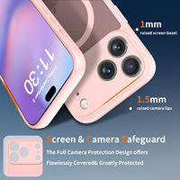 Funda Popular Rosa con Sensación de Piel para iPhone 17 Pro Max para Chica de Lujo Semitransparente para la Serie iPhone con Anillo Magnético