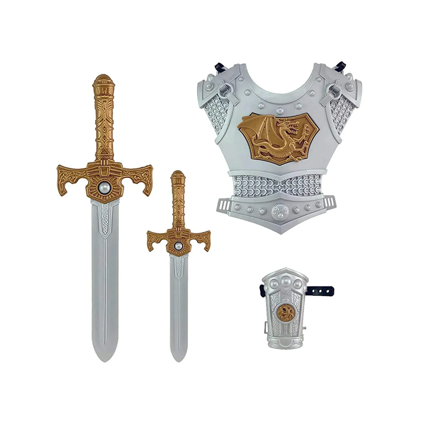 Middeleeuwse Ridder In Shining Armor Pretend Rollenspel Plastic Speelgoed Kostuum Set Met Wapens En Accessoires Zilver