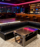 Canapé sectionnel rétro de qualité commerciale en cuir côtelé pour bar, club et salon VIP