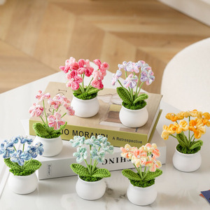 Flores Artificiales de Ganchillo Hechas a Mano en Maceta, Regalo para el Día del Niño 2025, Venta al Por Mayor - Product Image 1