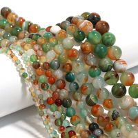 Perles rondes en agate paon plaquées or/argent en gros, pierres naturelles lâches pour la fabrication de bijoux et bracelets DIY