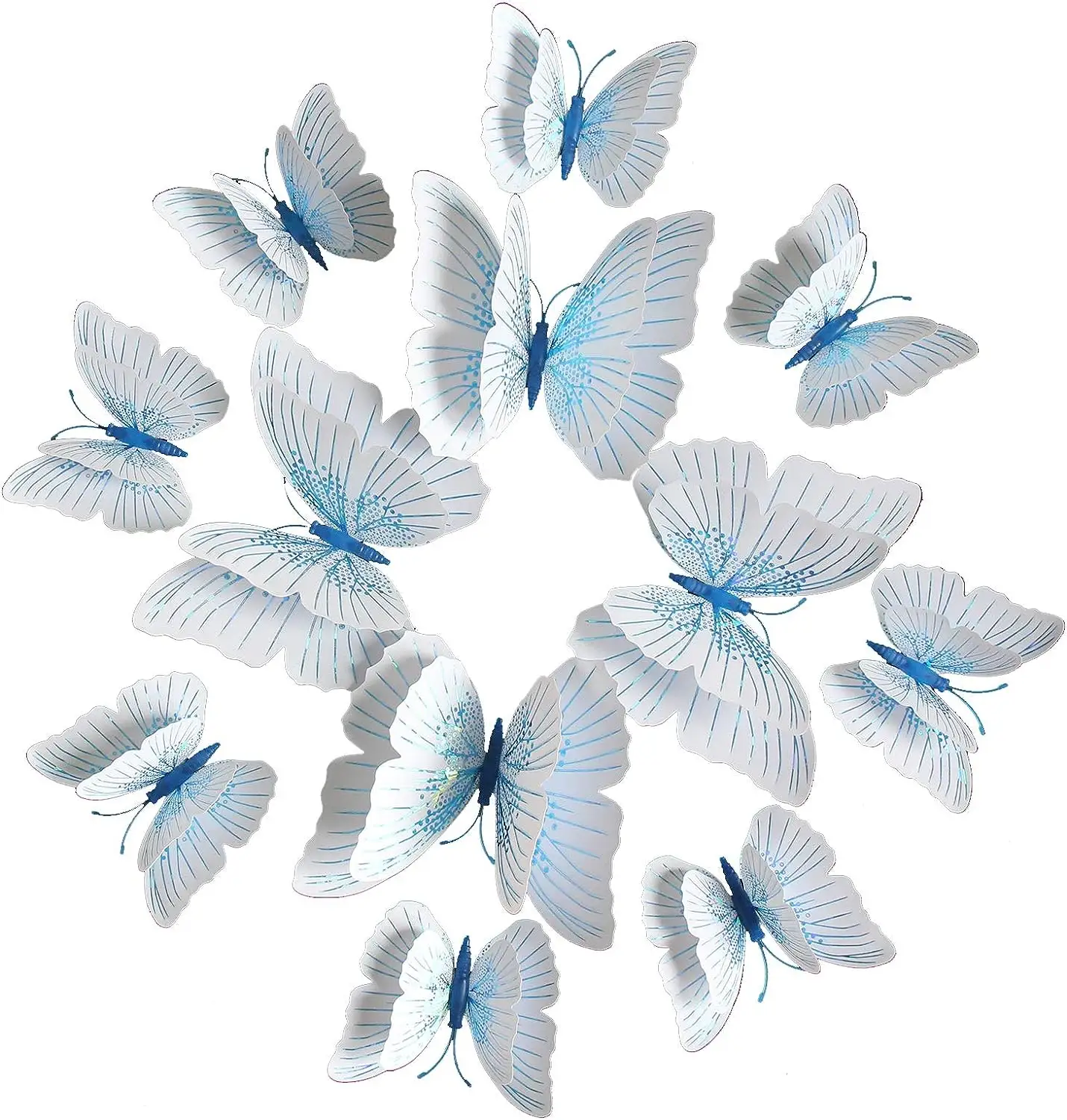 7 ألوان لامعة الكريستال الفراشات زخارف جدار الزفاف 12: فراشة بلاستيكية ثلاثية الأبعاد