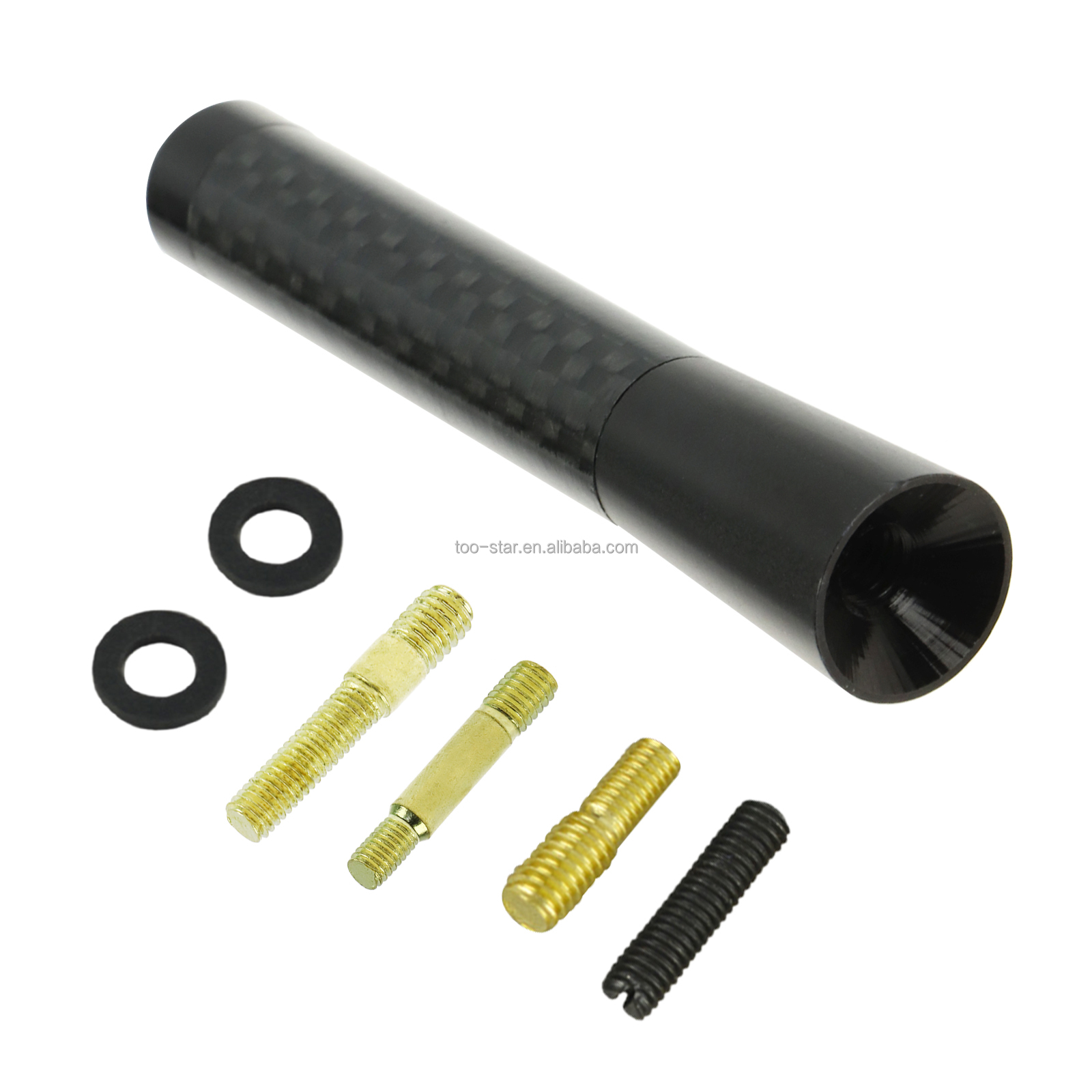 Универсальная черная алюминиевая короткая прикручивающаяся антенна мачта из настоящего углеродного волокна, 3 дюйма