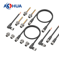 Ventes directes d'usine led éclairage connecteur étanche M12 2 ~ 12pin pré-fil prise électrique en métal avec câble 18/20/22/awg