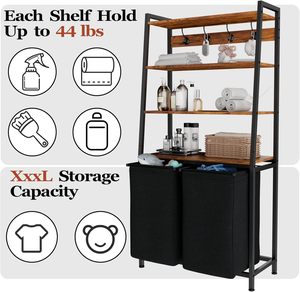 Cao kim loại 4-Tier giặt cản trở với túi có thể tháo rời SORTER thang Kệ quần áo Organizer cho phòng tắm hoặc phòng ngủ - Product Image 3