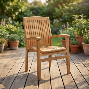 Silla de Jardín Moderna de Madera de Teca, Muebles Duraderos de Madera Maciza para Parque y Cocina - Product Image 3