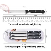 Couteau à steak en acier inoxydable avec manche en plastique, bords dentelés, design ambidextre, couteaux de table écologiques pour la cuisine et l'hôtellerie
