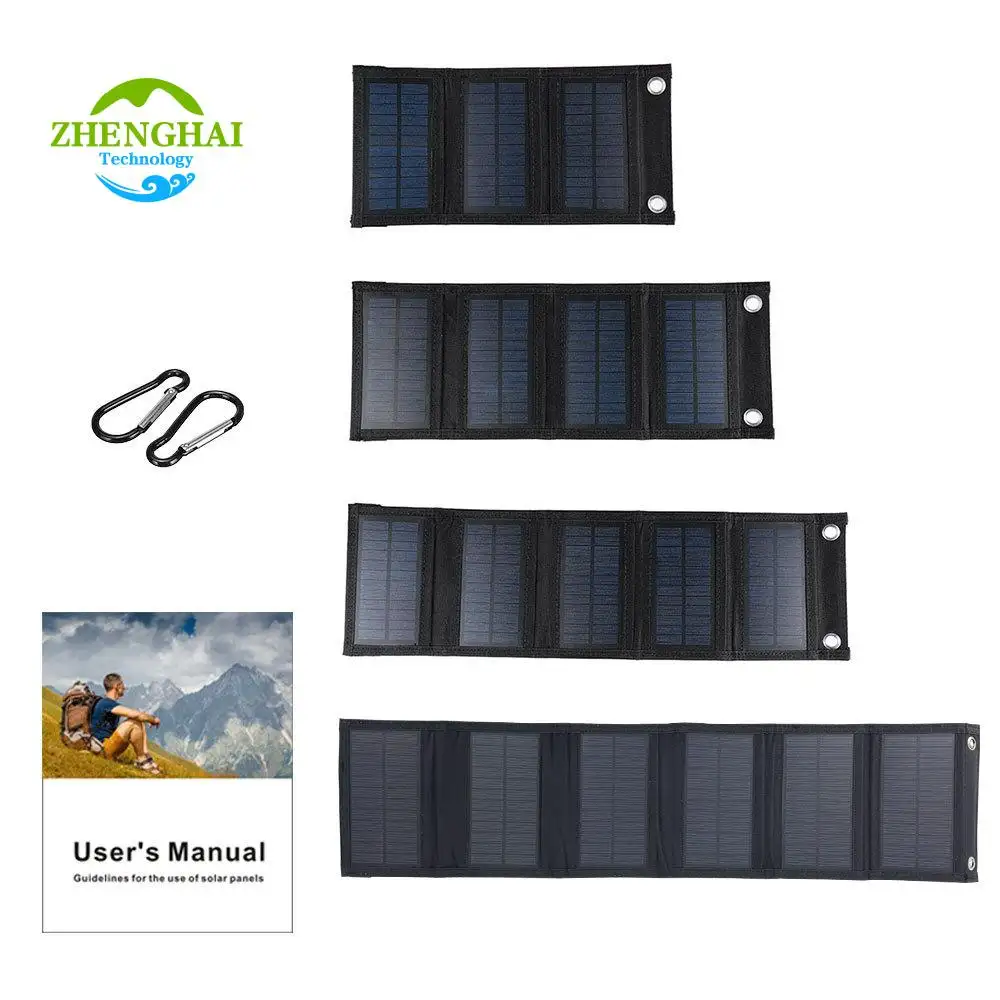 Cargador de batería de panel solar plegable 5V USB portátil teléfono móvil Cargador Solar batería al por mayor 14W al aire libre Camping Powerbank