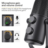Microphone USB de podcasting à condensateur de bureau MAONO avec fonction de silence et de surveillance, microphone de jeu