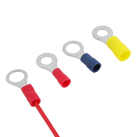 Conector de Cable de Cobre Rojo de Fábrica, Terminales de Anillo Redondos de PVC RV1.25-5 2-5, Terminales Eléctricos de Cobre Tipo Pala