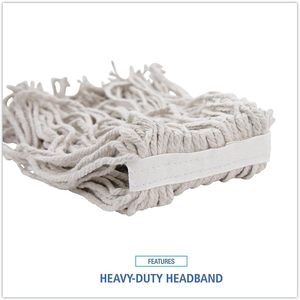 Boardwalk BWKCM02016S 4-Ply #16 White Cotton Band <b>Mop</b> Head Cut-End Design 12/ Carton - Product Image 4