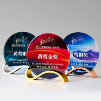 Plaque Ronde Créative en Cristal, Cadre Photo d'Entreprise, Récompenses en Verre Gravé, Certificat en Cristal Imprimé en Couleur, Cadeau Souvenir
